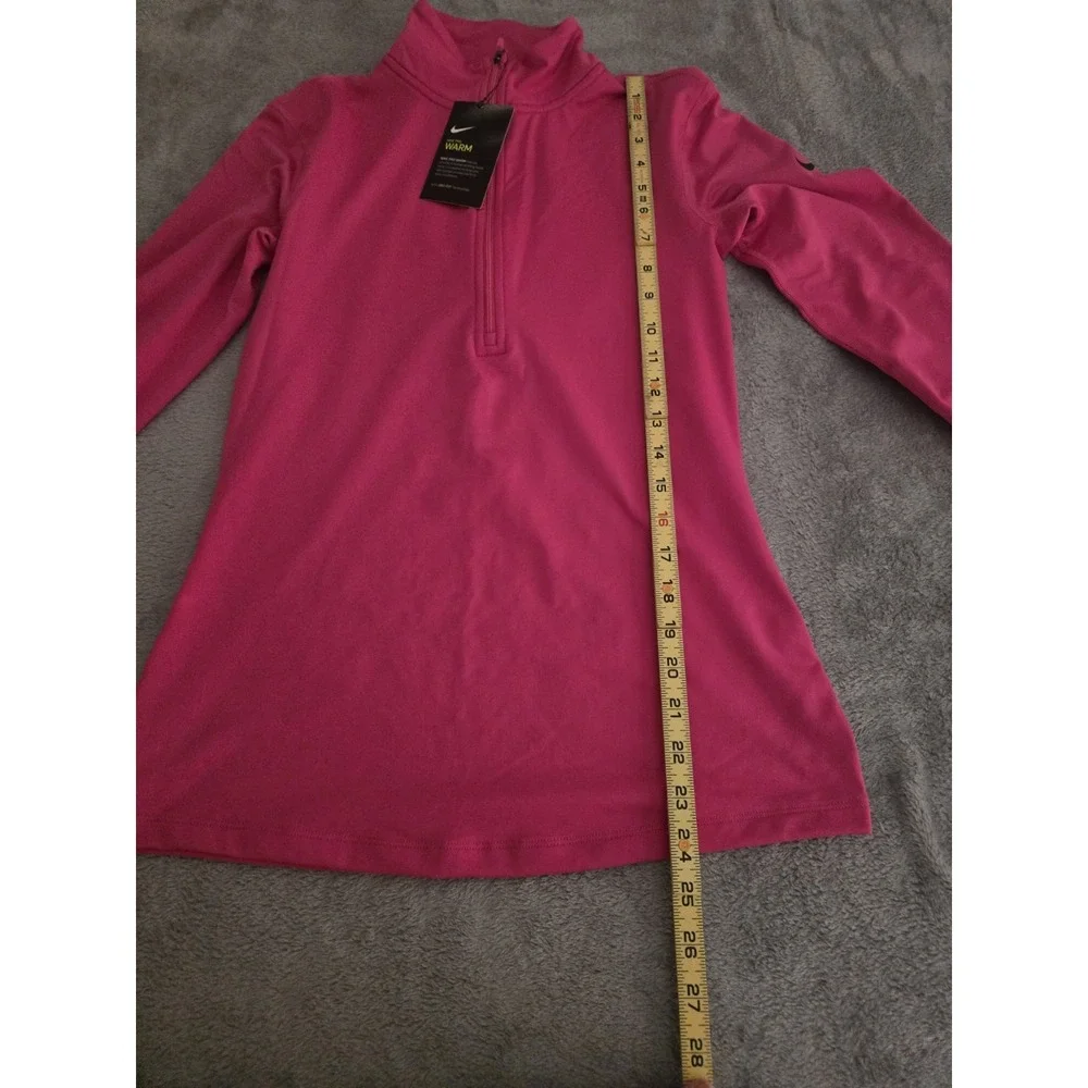 Nike Pro Warm Womens Size M Pullover Hot Pink Dri-Fit 1/2 Zip Active